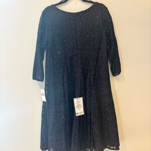 SLNY Elegant Black Lace Sequin Dress
